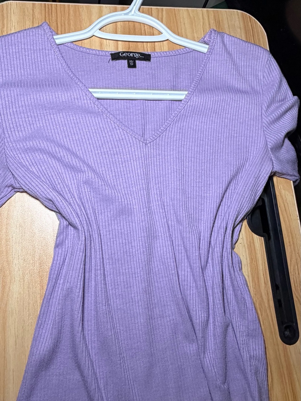 George Lavender Ribbed V-Neck Short Sleeve Tee - Picture 5 of 7